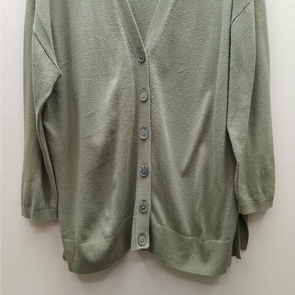 Talbots Long Sleeve Button Front Cardigan Sweater Winter Green Size 2X - Picture 5 of 7